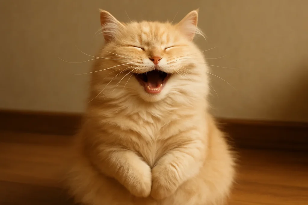 Cat laughing, symbolizing the joy of funny cat names.