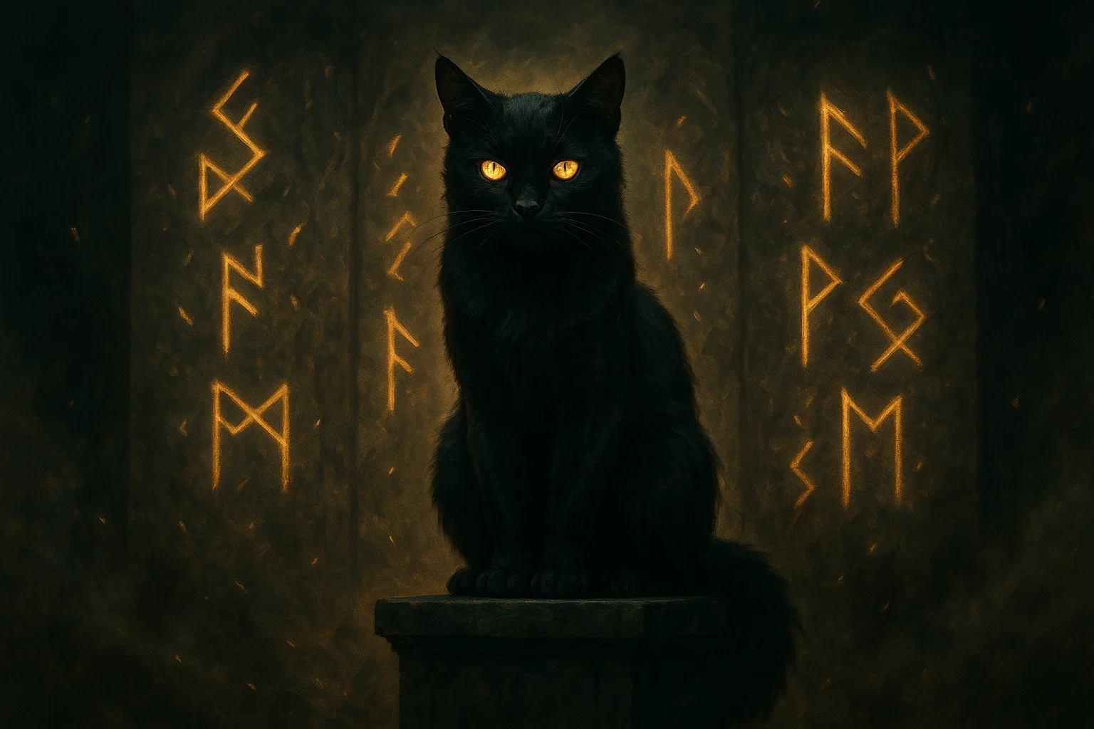 Majestic black cat with glowing eyes, symbolizing mythology cat names.